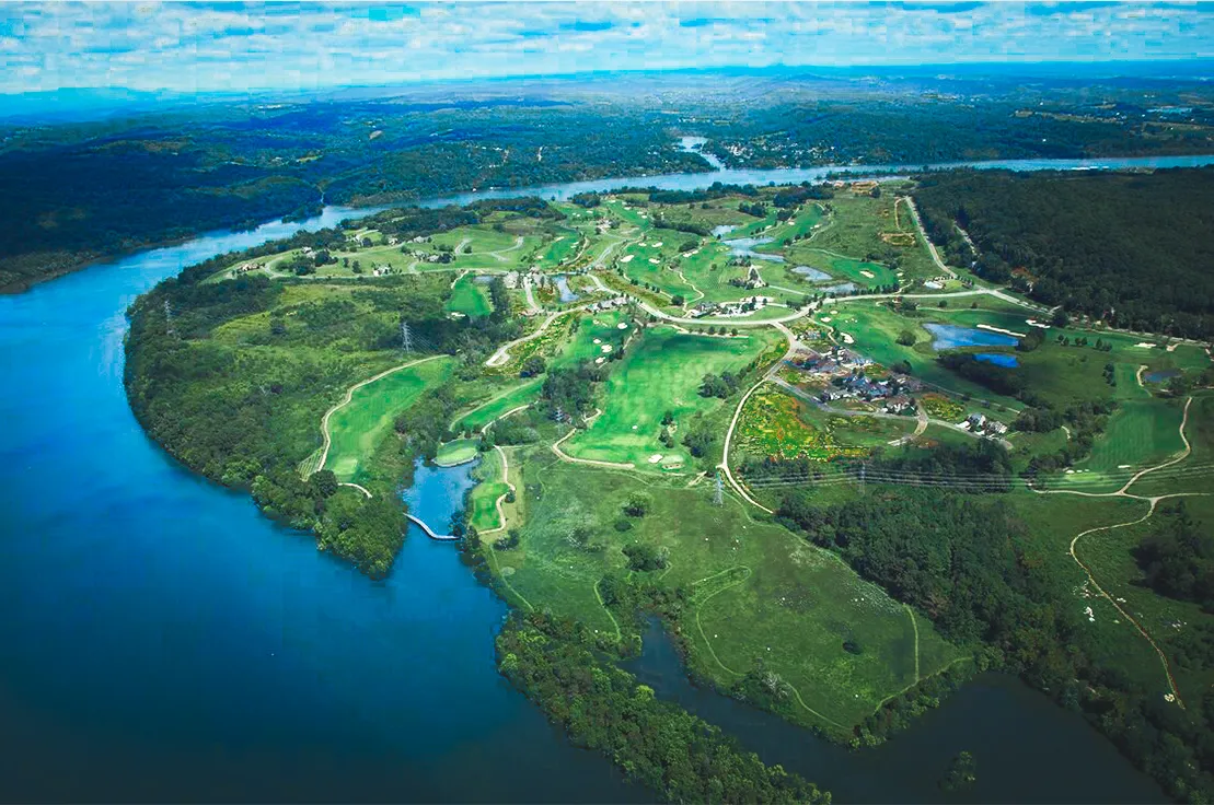 Aerial view of Tennessee National on Watts Bar Lake