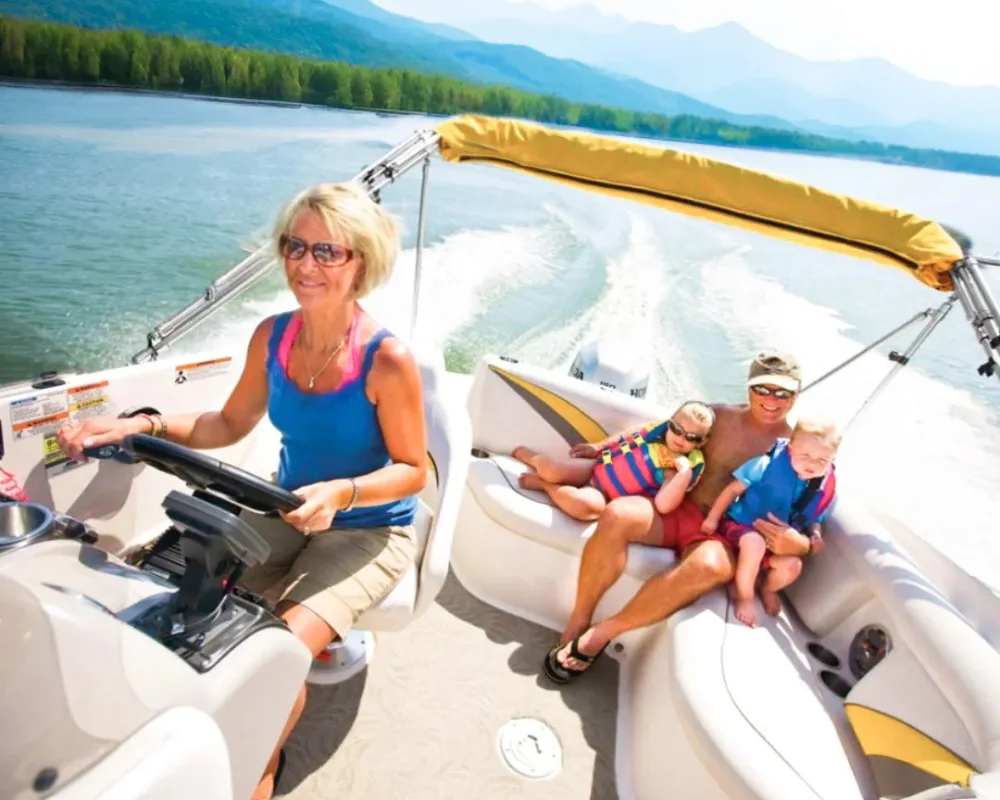 Residents on a pontoon cruise on Watts Bar Lake